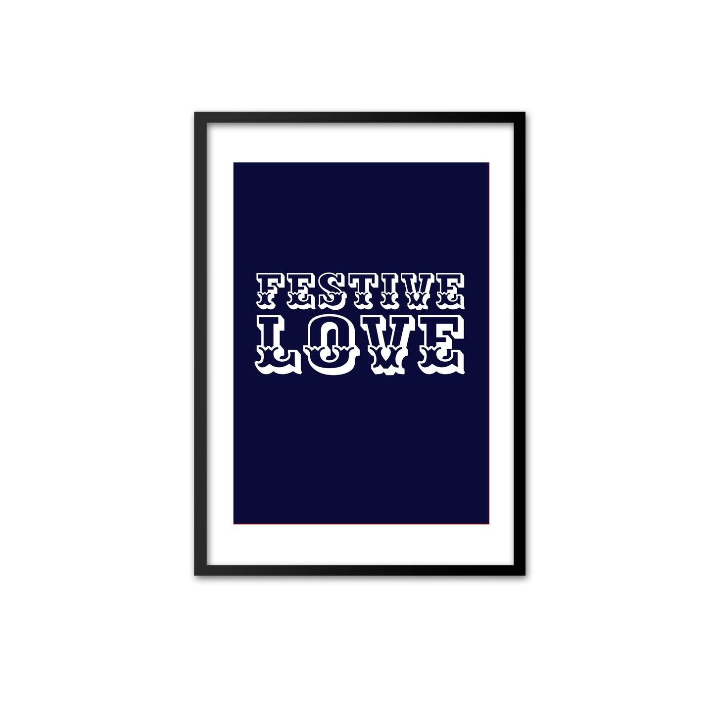 Festive Love - white on navy blue print