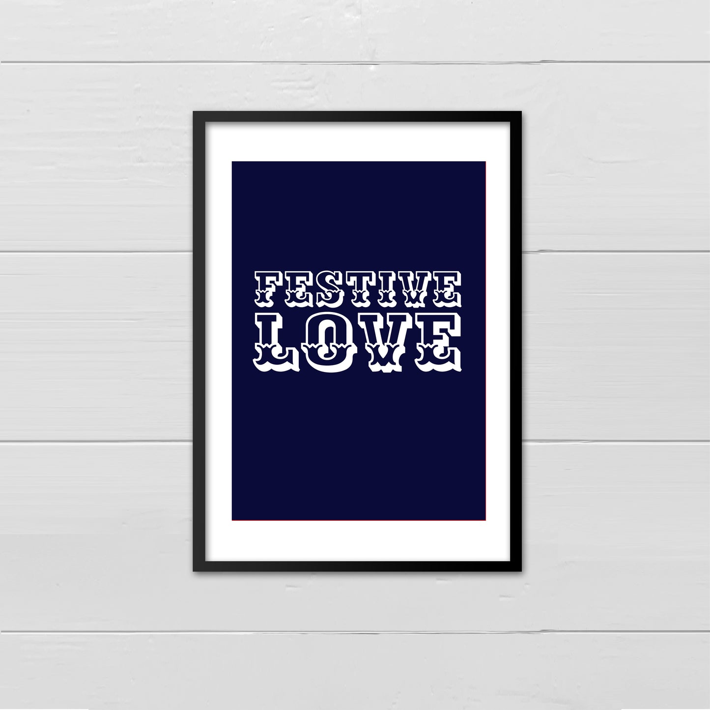 Festive Love - white on navy blue print