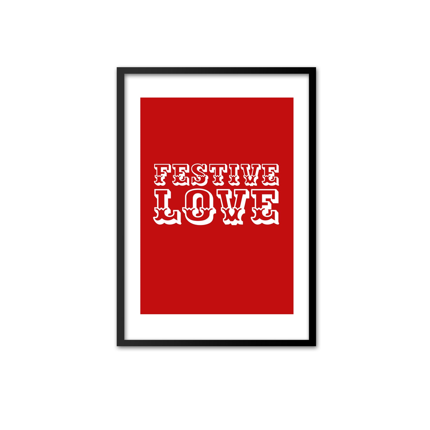 Festive Love - white on red print