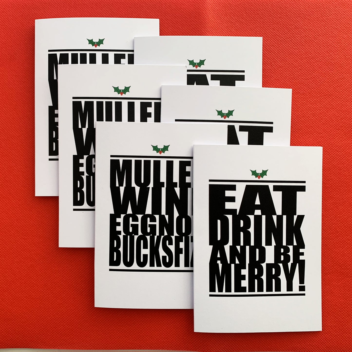 Eat Drink & Mulled Wine - Christmas Cards - pack of six