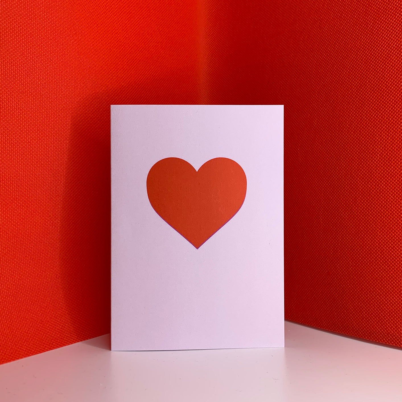 Love Heart - Greetings Card - red on pink