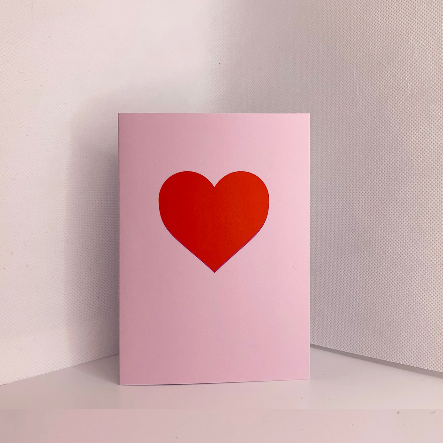 Love Heart - Greetings Card - red on pink
