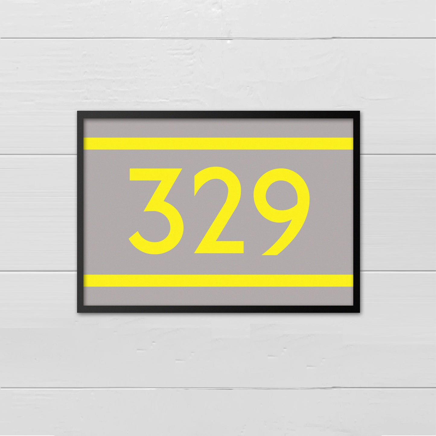 Personalised year/number - yellow on grey