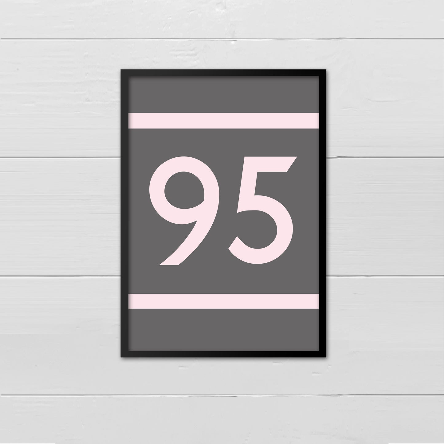 Personalised year/number - pale pink on grey