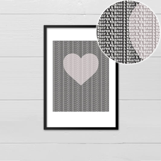 Personalised Couple Initials - Cream on Grey with Heart