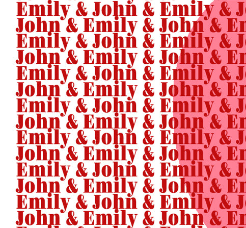 Personalised Couple Initials - Red on Pink with Heart