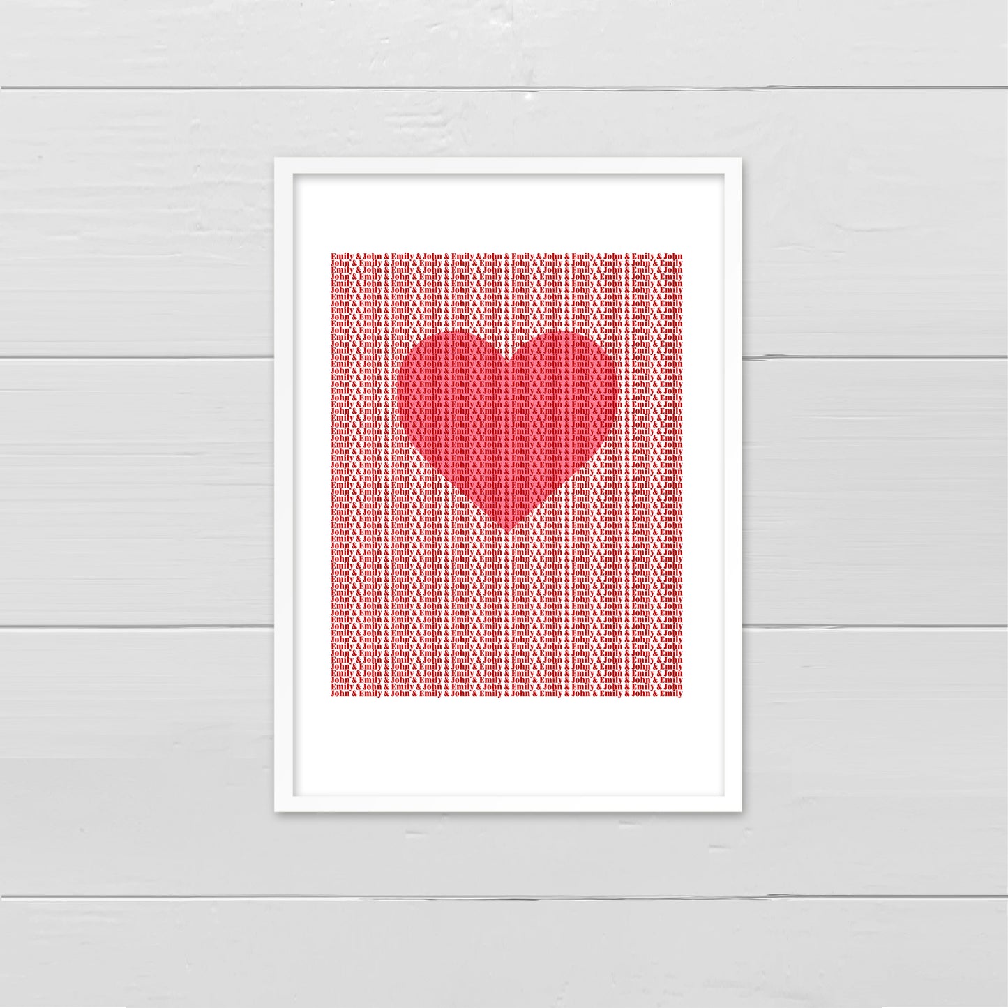 Personalised Couple Initials - Red on Pink with Heart