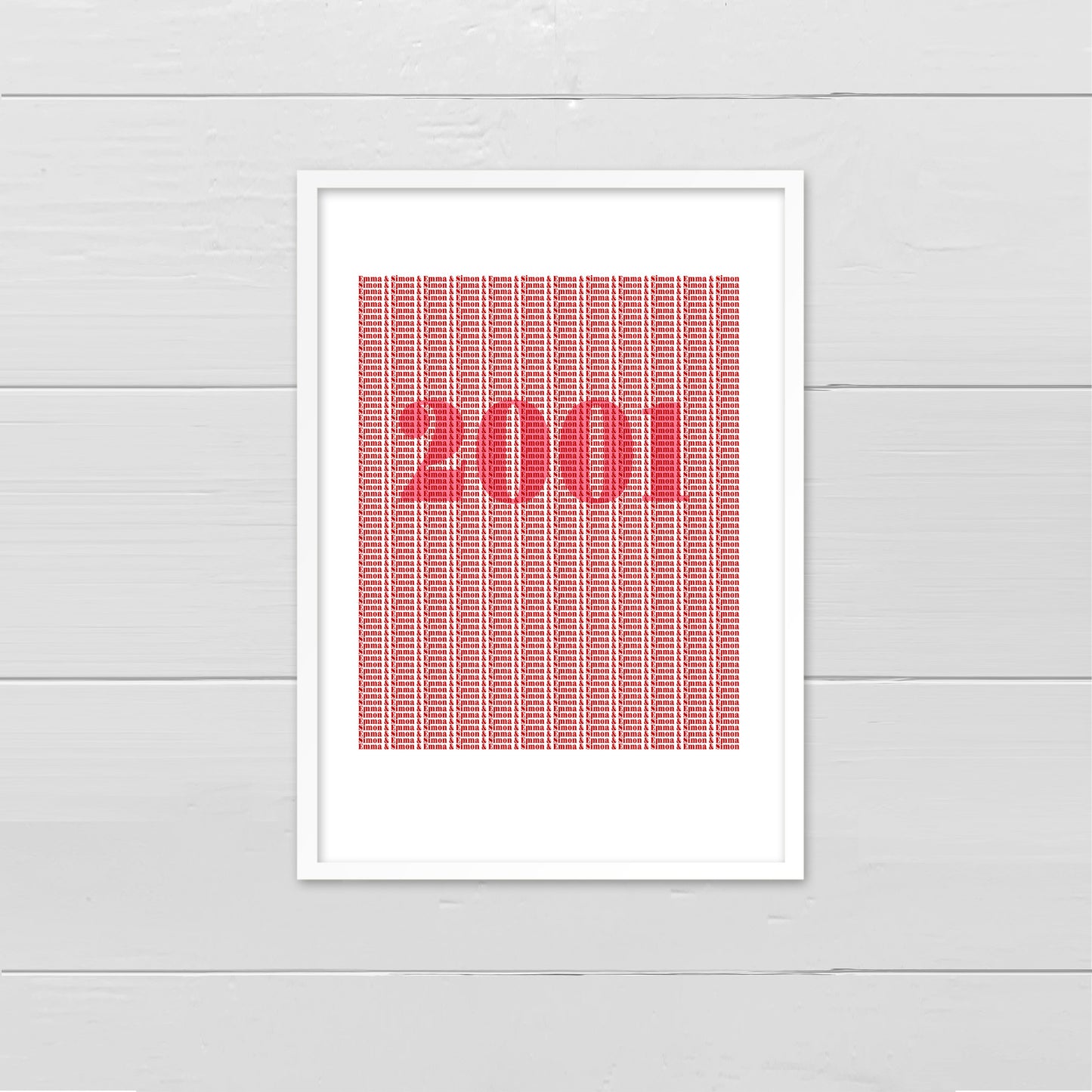 Personalised Couple Initials - Red & Pink with Year Print