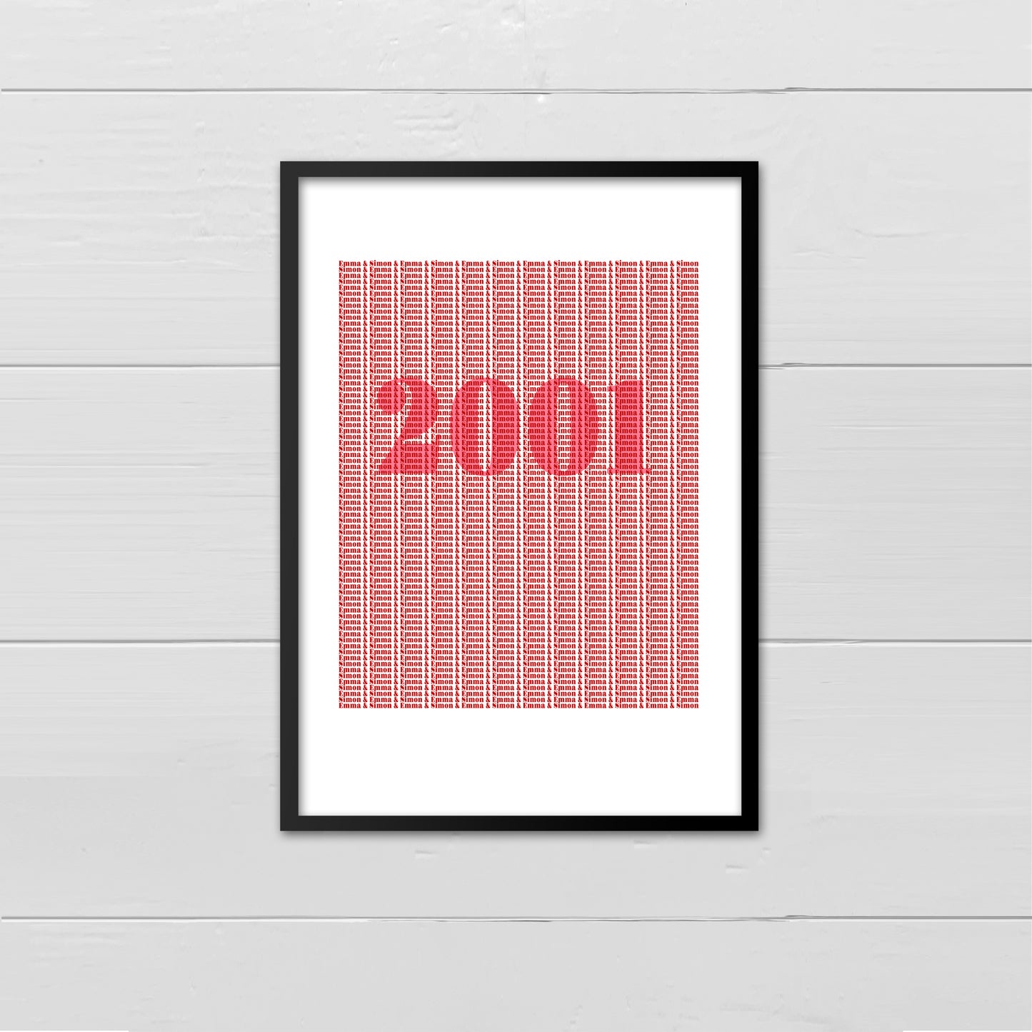 Personalised Couple Initials - Red & Pink with Year Print