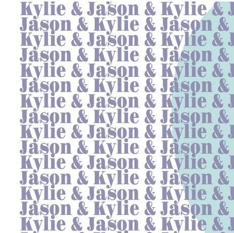 Personalised Couple Initials  - Blue on Blue with Heart