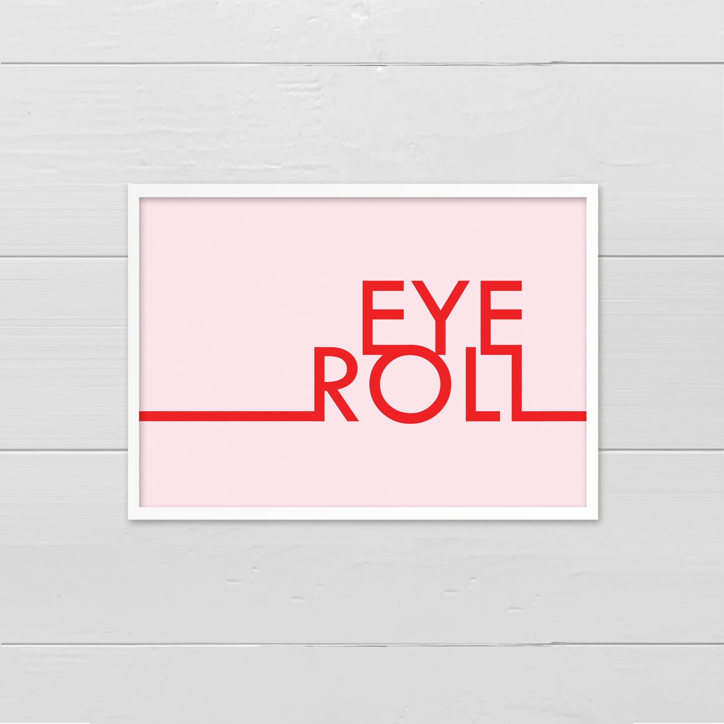 Eye Roll - red on pink