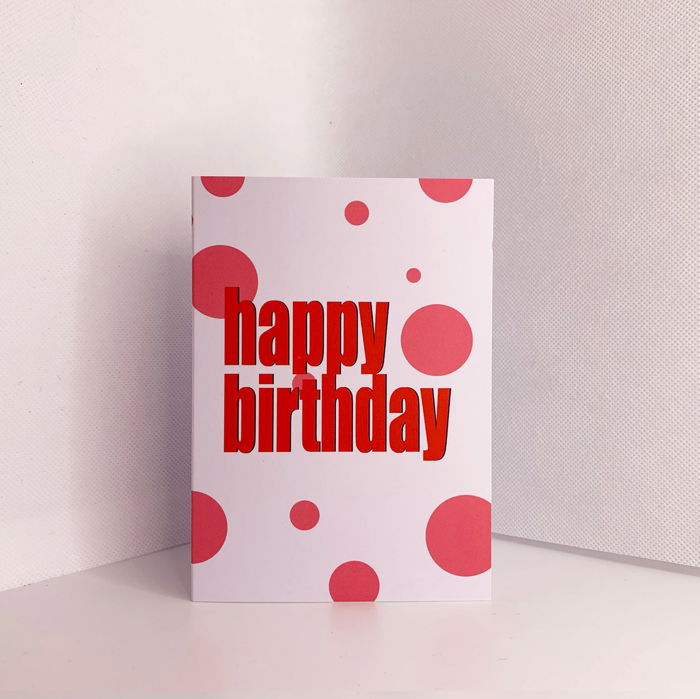 Happy Birthday - Greetings Card - red & pink on white