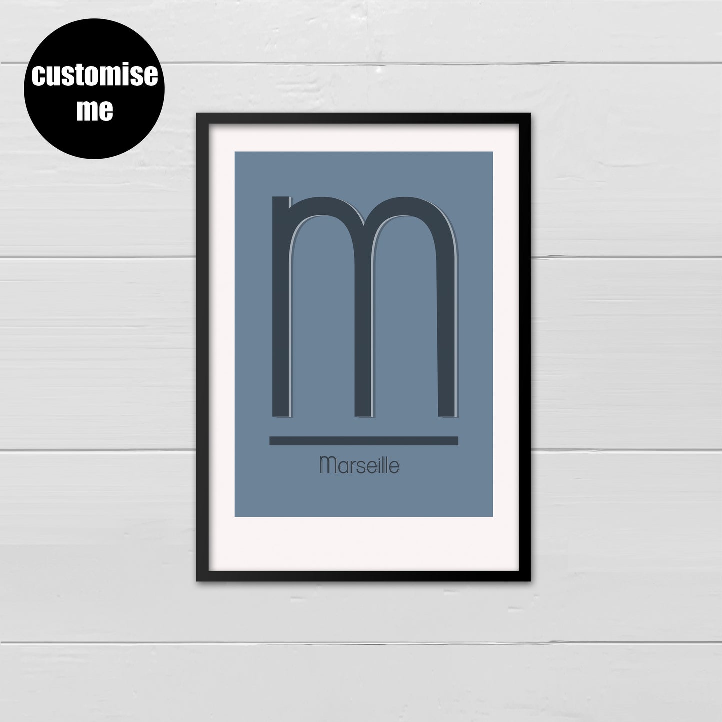 Personalised Initial - dusky blues