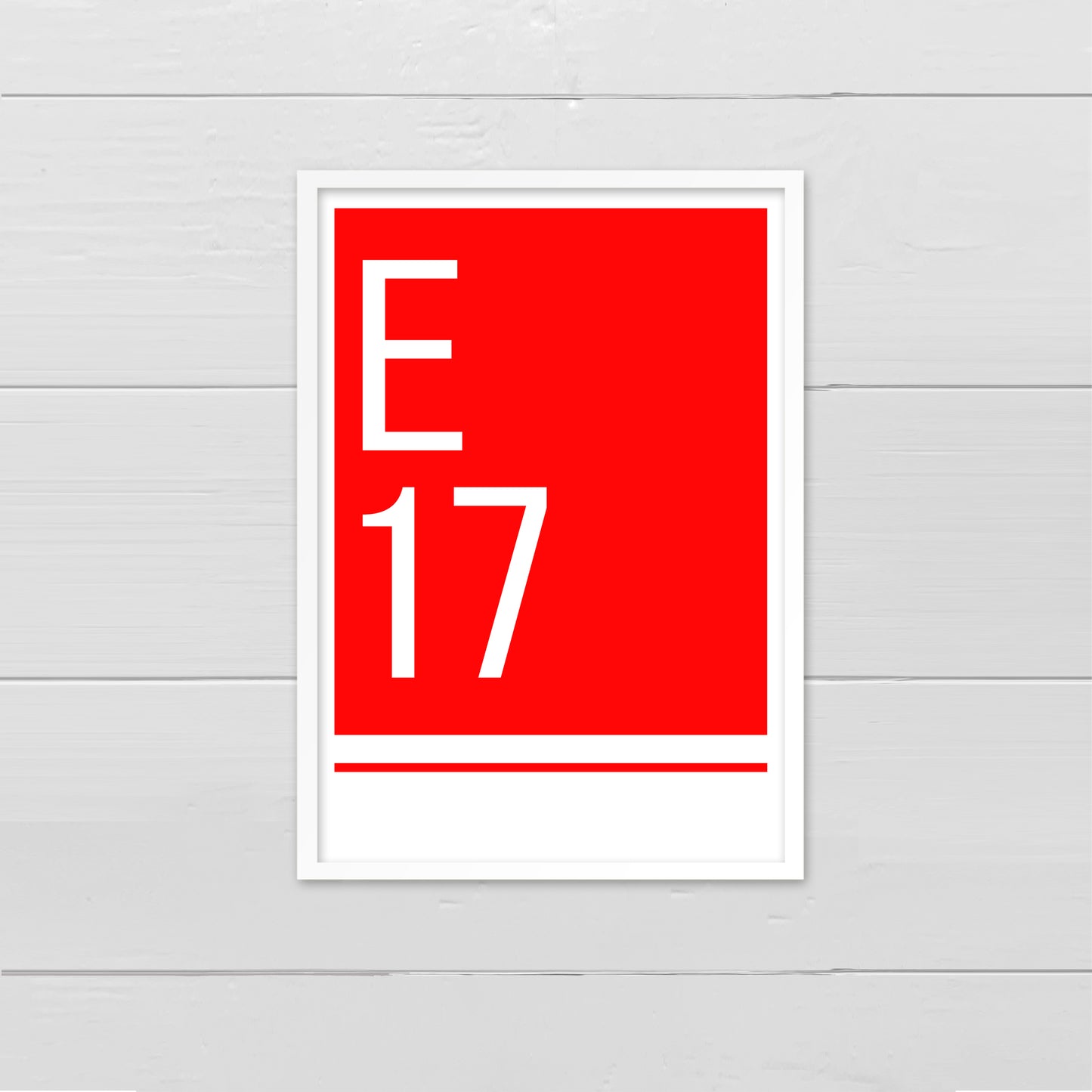 Personalised Postcode - white on red print