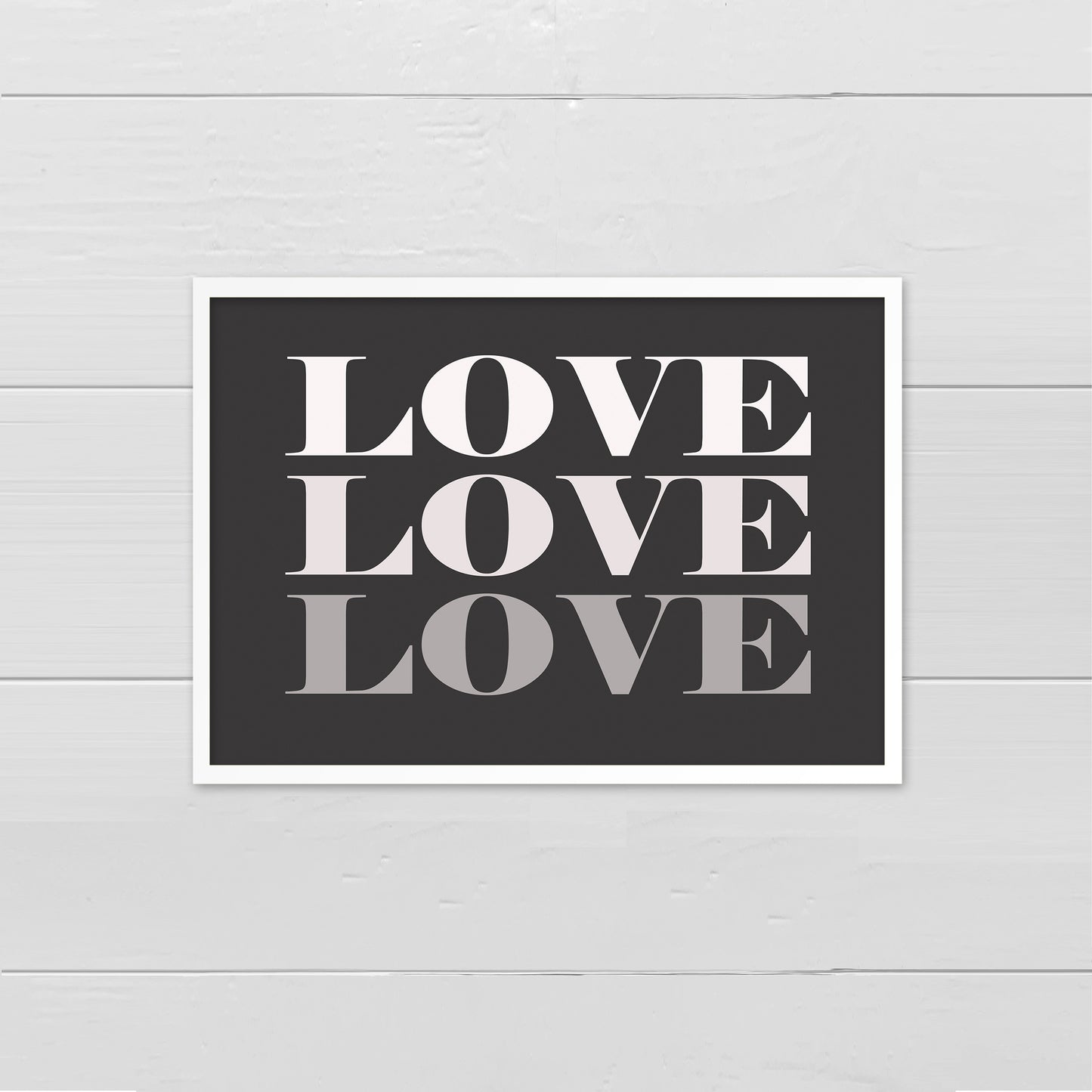 Love Love Love - greys on dark grey print